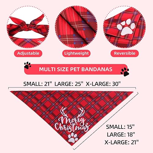 Miniatura 2 de Paquete de 2 bandanas para perros de Navidad, accesorios de disfraz clásicos a cuadros para perro, bufanda para mascotas para niños y niñas, bandana