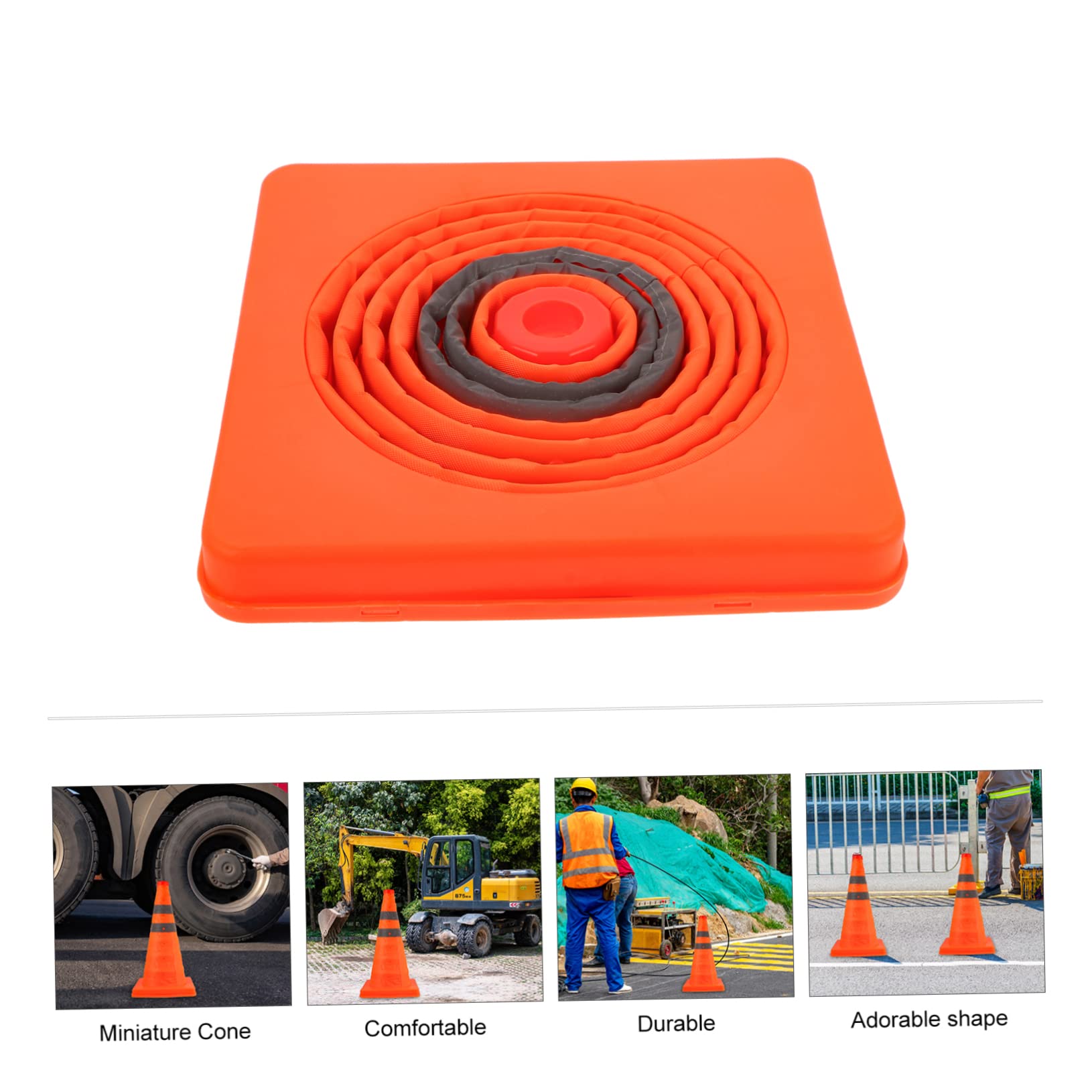 Cône de Signalisation Rétractable PP Orange 45cm, Lot de 2 | Réfléchissant, Pliable et Réutilisable, pour Parking et Panne, Noir, Usage Routier