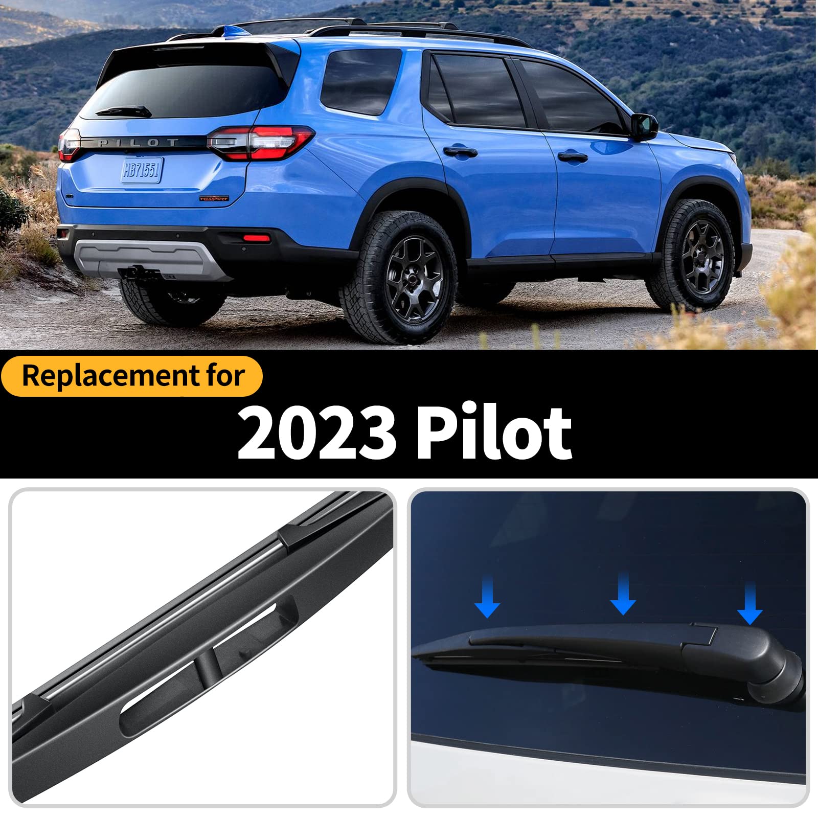 Complete Rear Wiper Arm & Blade Set For 2009-2015 Honda Pilot MK2 - Direct Fit 6 thumbnail image