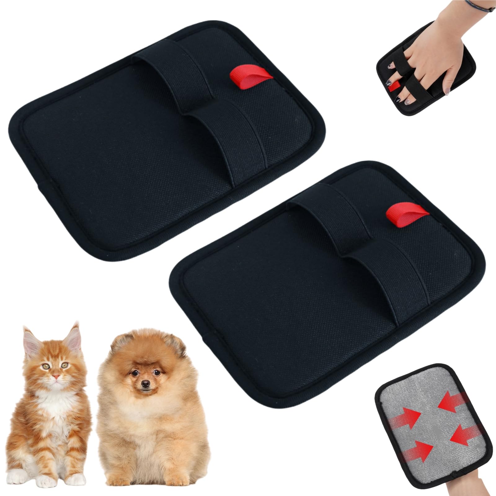2PCS Pet Hair Remover Gloves,Double Sided Grooming Gloves,Static Removal Gloves Pet Hair,Reusable Cat and Dog Hairs Remover,Dog Hair Remover for Washing Deshedding Grooming,Grooming Mitt for Dogs