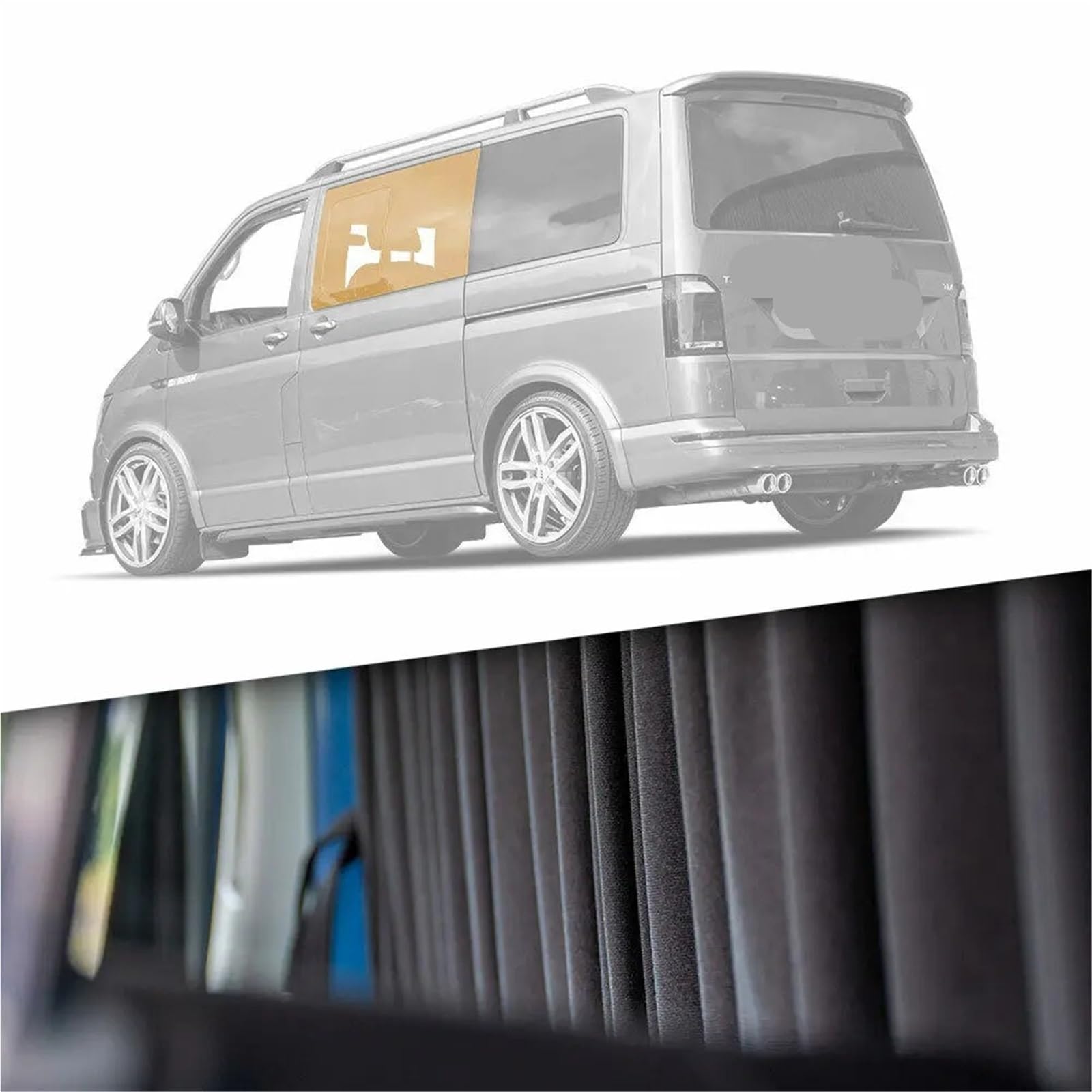 Rideau Voiture,Rideau Van Aménagé for RV Pare-Soleil Camping-Car Rideaux Caravane Fenêtre Intimité Utilisation adaptée pour VW T5 T6