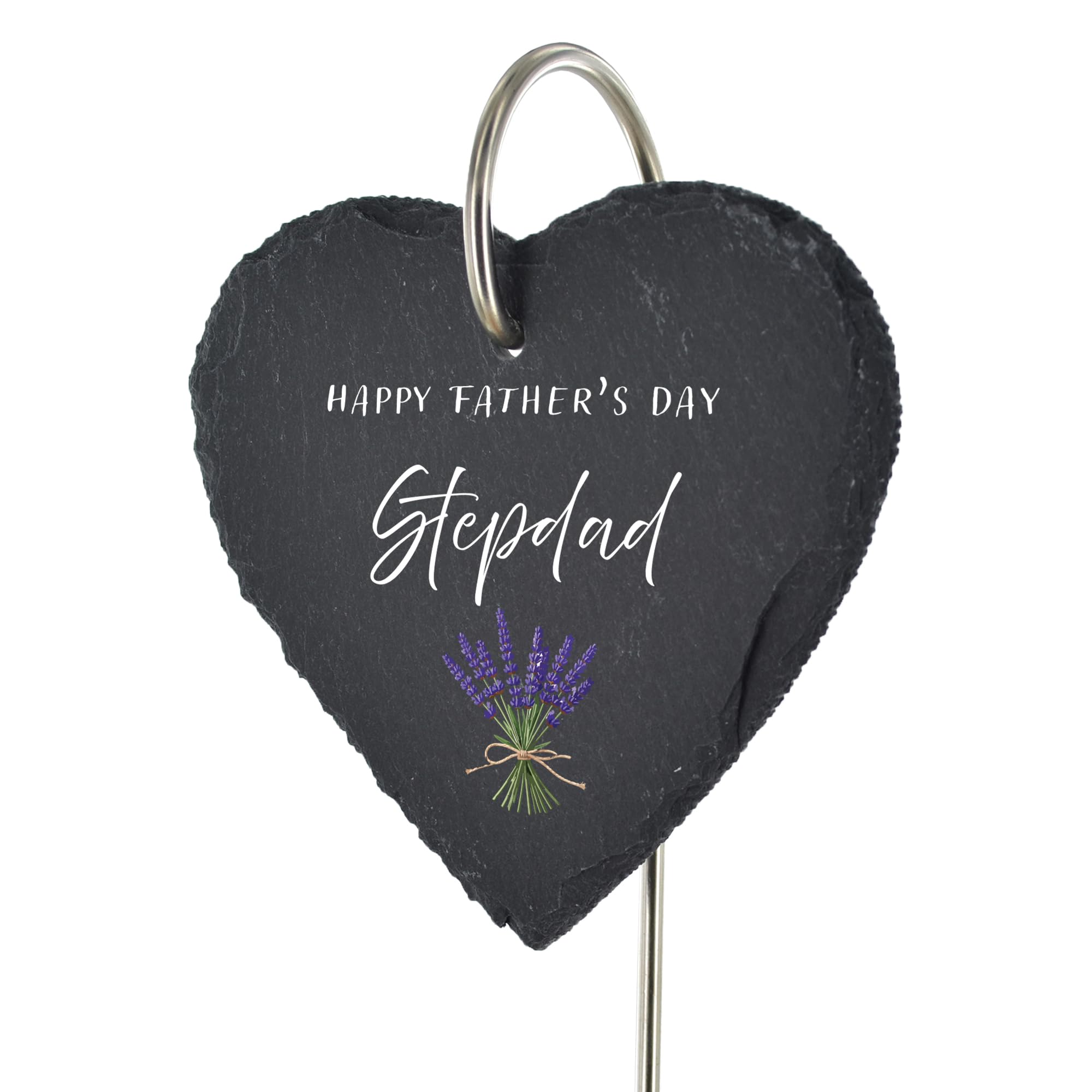 For Heaven Slates Grey Stepdad — Lavender Floral Memorial Grave Marker — Happy Father’s Day — Outdoor Plaque — Slate Heart — Father’s Day Loss Of Dad