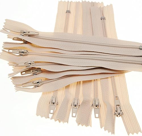 Miniatura 2 de #3 - Cremalleras de nailon beige con cierre de extremo cerrado a granel para manualidades de costura, bolsos, bolsos (20 unidadespaquete, 16