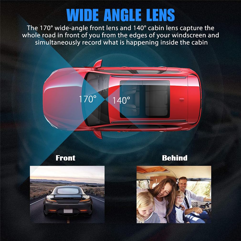 XRC TECH Samochodowy DVR z dwoma obiektywami kamera samochodowa 4K + 1080P wbudowane WiFi z GPS Tracker DVR, przednia i tylna kamera, nagrywanie w pętli, czujnik G, rejestrator wideo IR LED Night