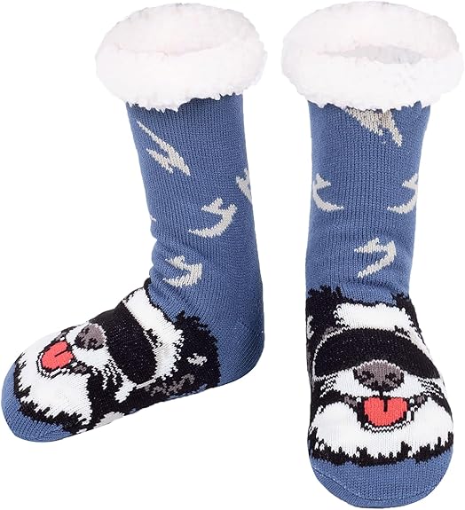 Hisonwel Pantoffels voor heren, dierentoffels, antislip, bont, winter, warm, zacht, staart, leer, gevoerd, thermosokken voor thuis