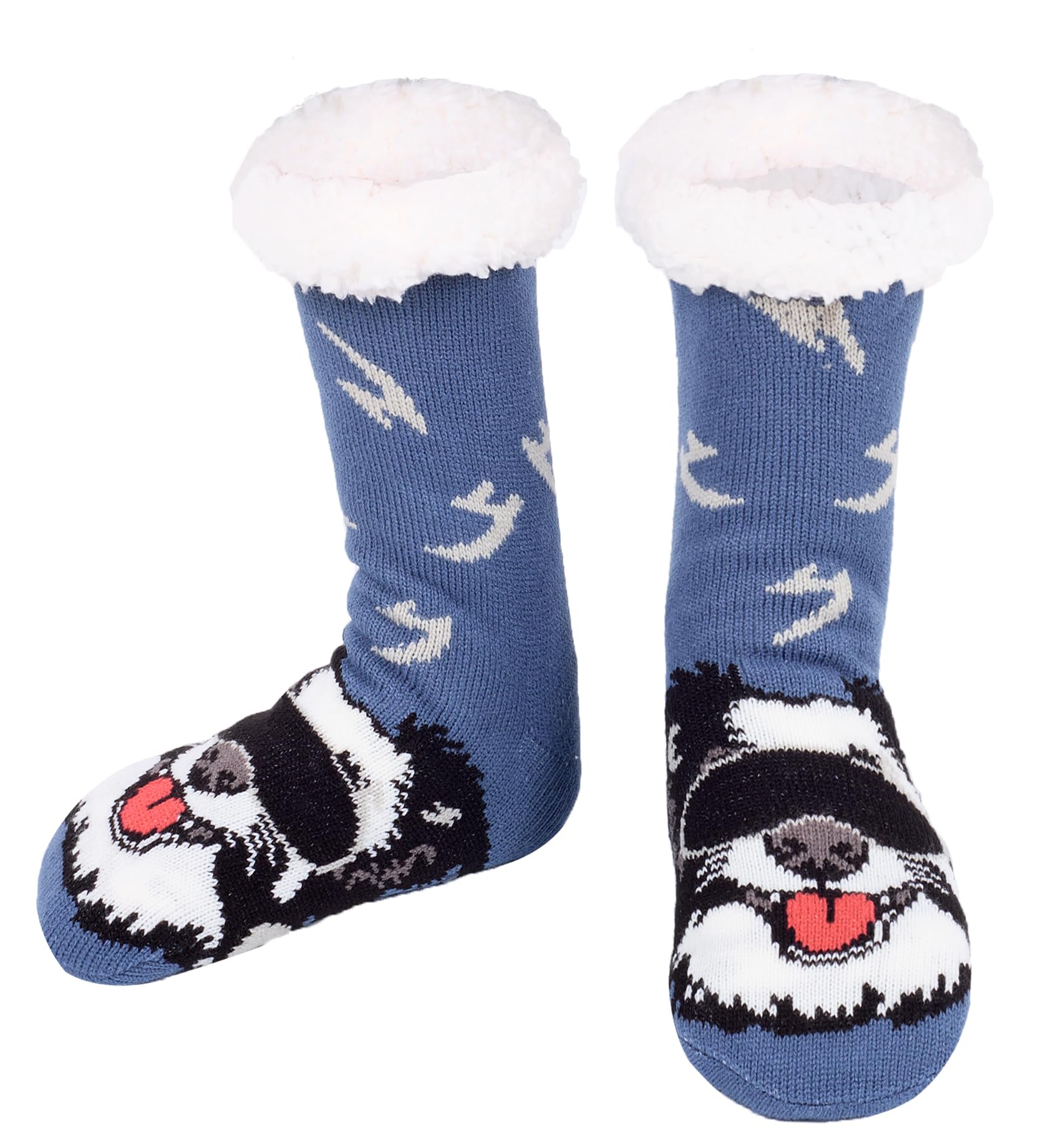 Pantuflas para hombre Calcetines de animal Fuzzy Rutschschutz peludos Invierno Caliente suave forro de piel Calcetines térmicos para casa EU 38-46
