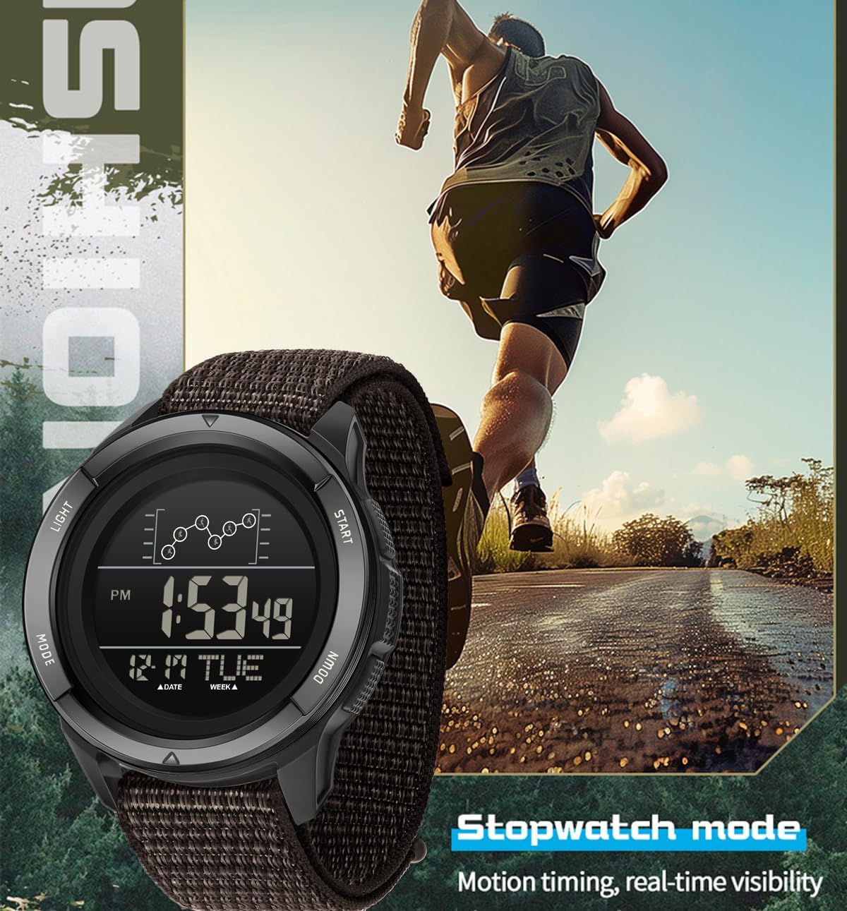 findtime Military Watches for Men Tactical Digital Sport Watch Waterproof Army Outdoor Nylon Strap Electronic Mens Watch LED Luminous Alarm Stopwatch Relojes para Hombres image 4