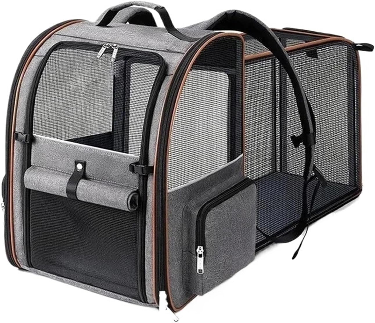 Universal Expandable Foldable Pet Backpack with Padding for Small Cats Dogs Travel(Dark Blue)