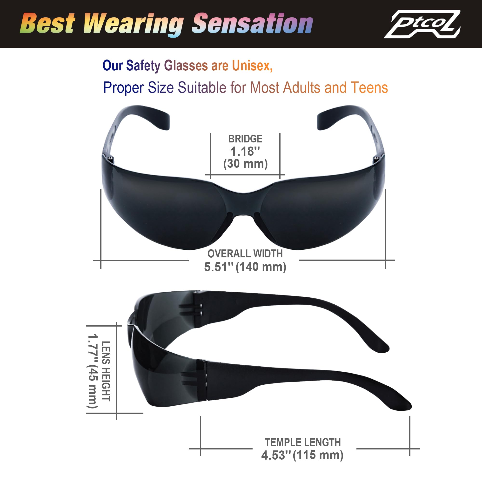 28 Pack Safety Glasses Bulk Pack of 24 4 Unisex Black Tinted Anti-Scratch Protective Goggles Impact Resistant Lens — view 6
