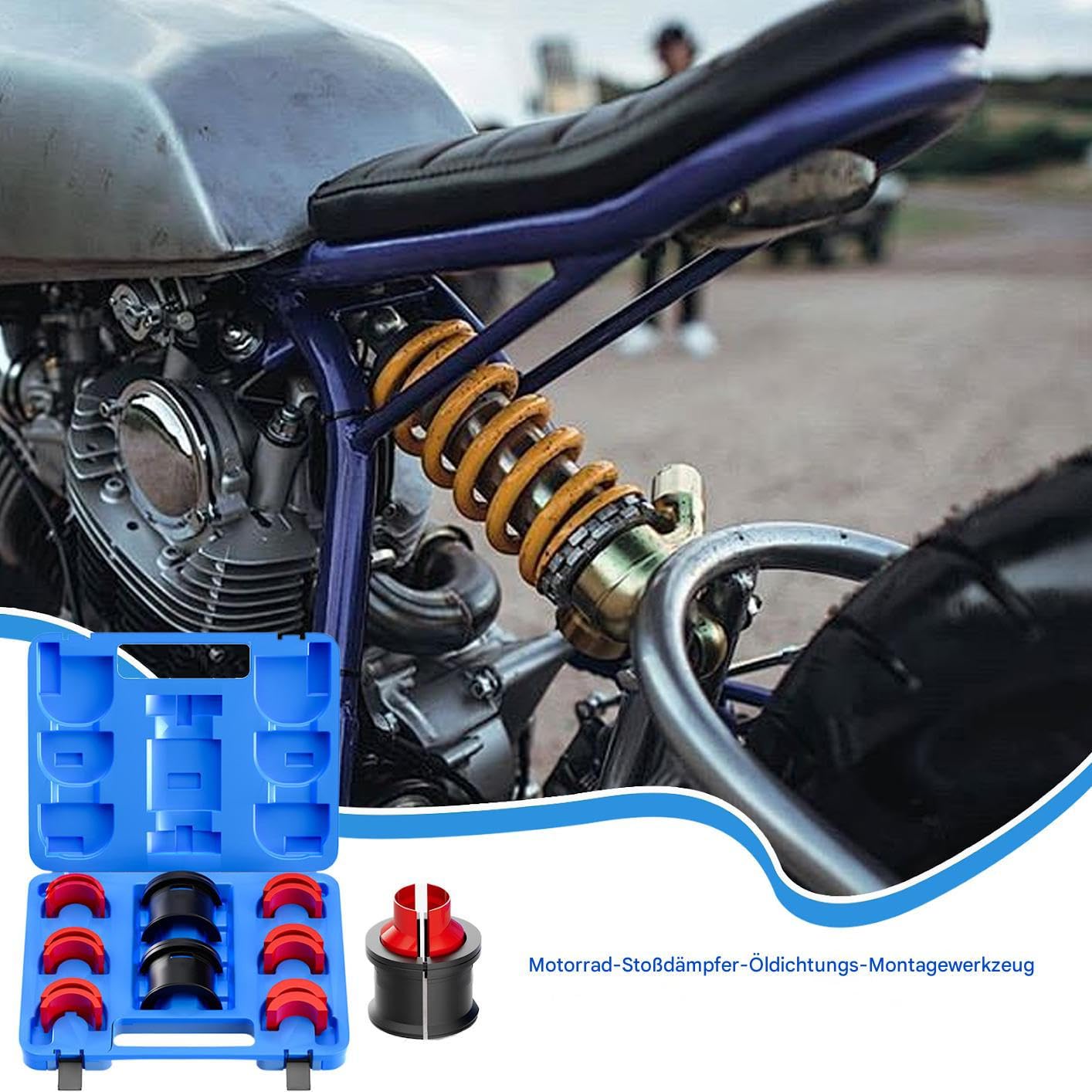 Driver per guarnizioni moto – Set di attrezzi di montaggio ergonomico costruzione robusta design antiscivolo | Attrezzatura per paraolio ammortizzatore per moto, garage, officina, Hauswartun
