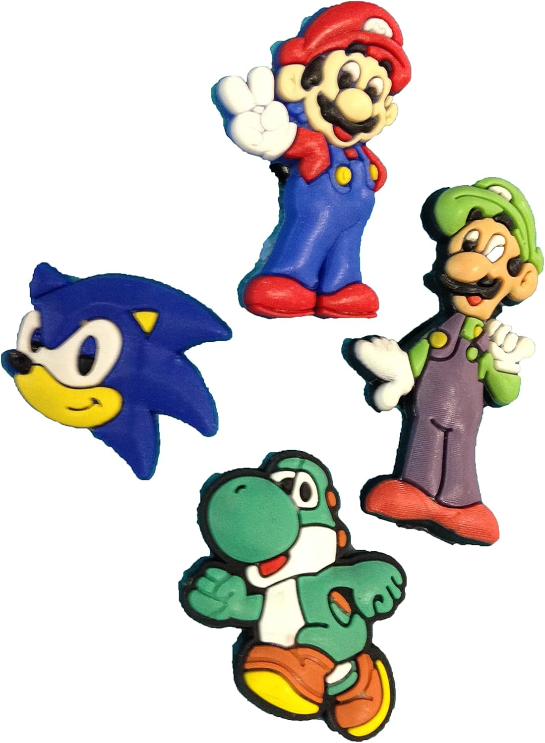 4 Mario, Luigi, Sonic & Yoshi Shoe Charms For Crocs & Jibbitz