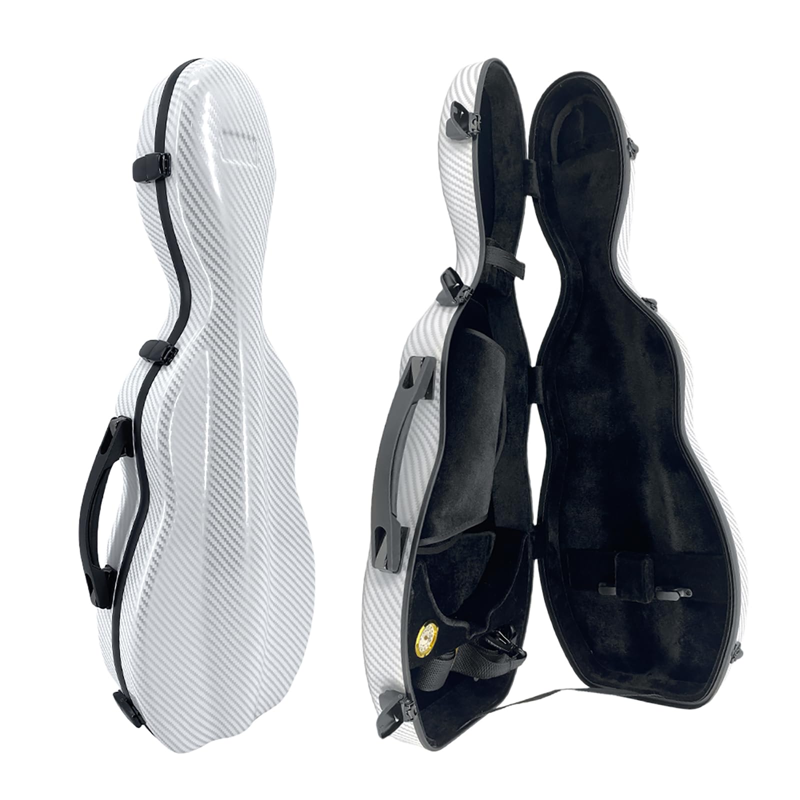 Funda para violín 4/4 con correas de mochila, carcasa rígida ultraligera de viaje de fibra de carbono con soportes para lazos e higrómetro, máxima protección, impermeable y duradera (blanco)