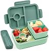 Bugucat Lunch Box 1300ML,Leak-Proof Bento Lunch Box with 4 Compartments,Bento Box Adult with Cutlery, Snack Boxes Bento Boxes with Compartments for School Kindergarten Office,Dgreen