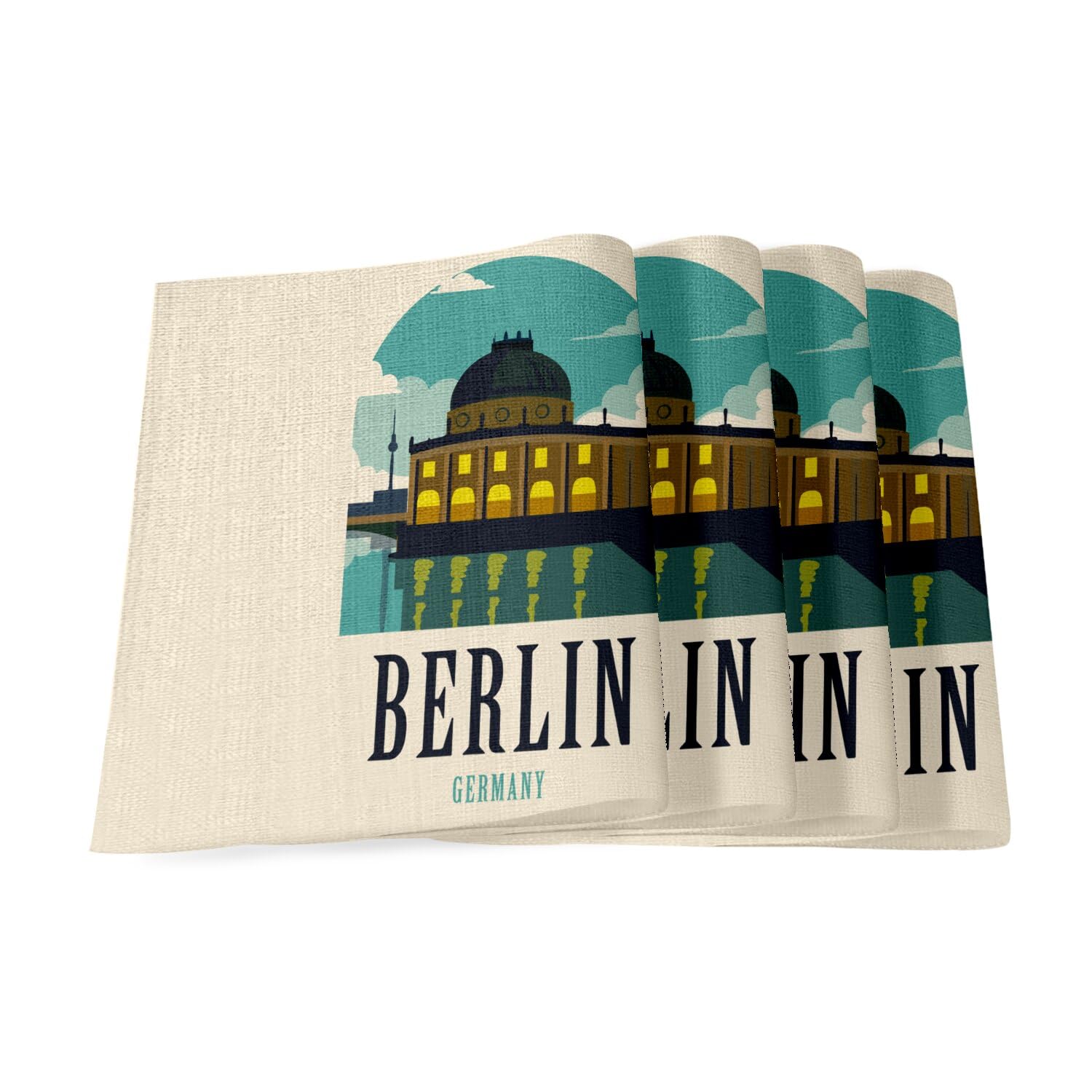 Sets de table en lin Berlin allemagne grand format 40 x 28,5 cm pour décoration de table