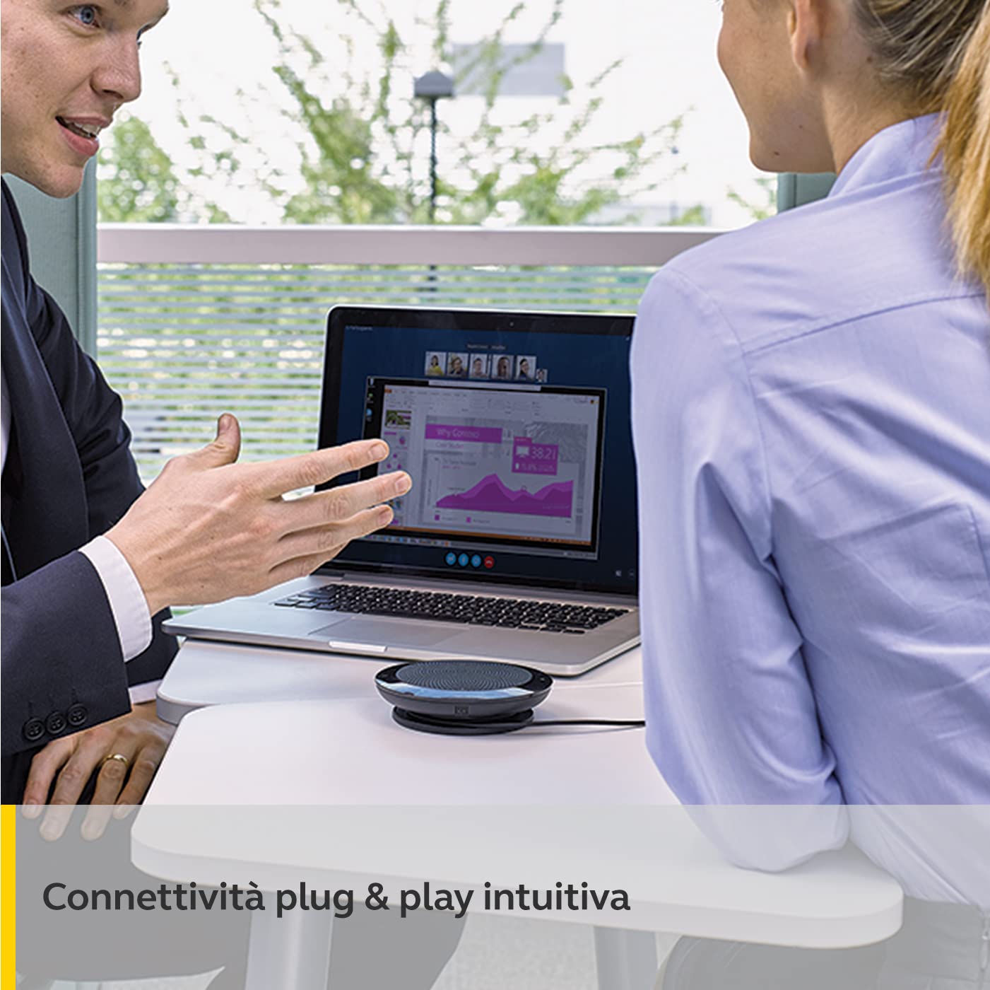 Jabra Speak 410 Speaker Per Telefono, Altoparlante Per Conferenze Certificato Uc Con Cavo Usb, Collegabile Al Computer Attraverso La Configurazione Plug And Play, 410, Confezione al Dettaglio