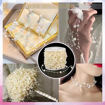 3 Rolls Ivory Pearls String Beads Decoration Pearl Garland