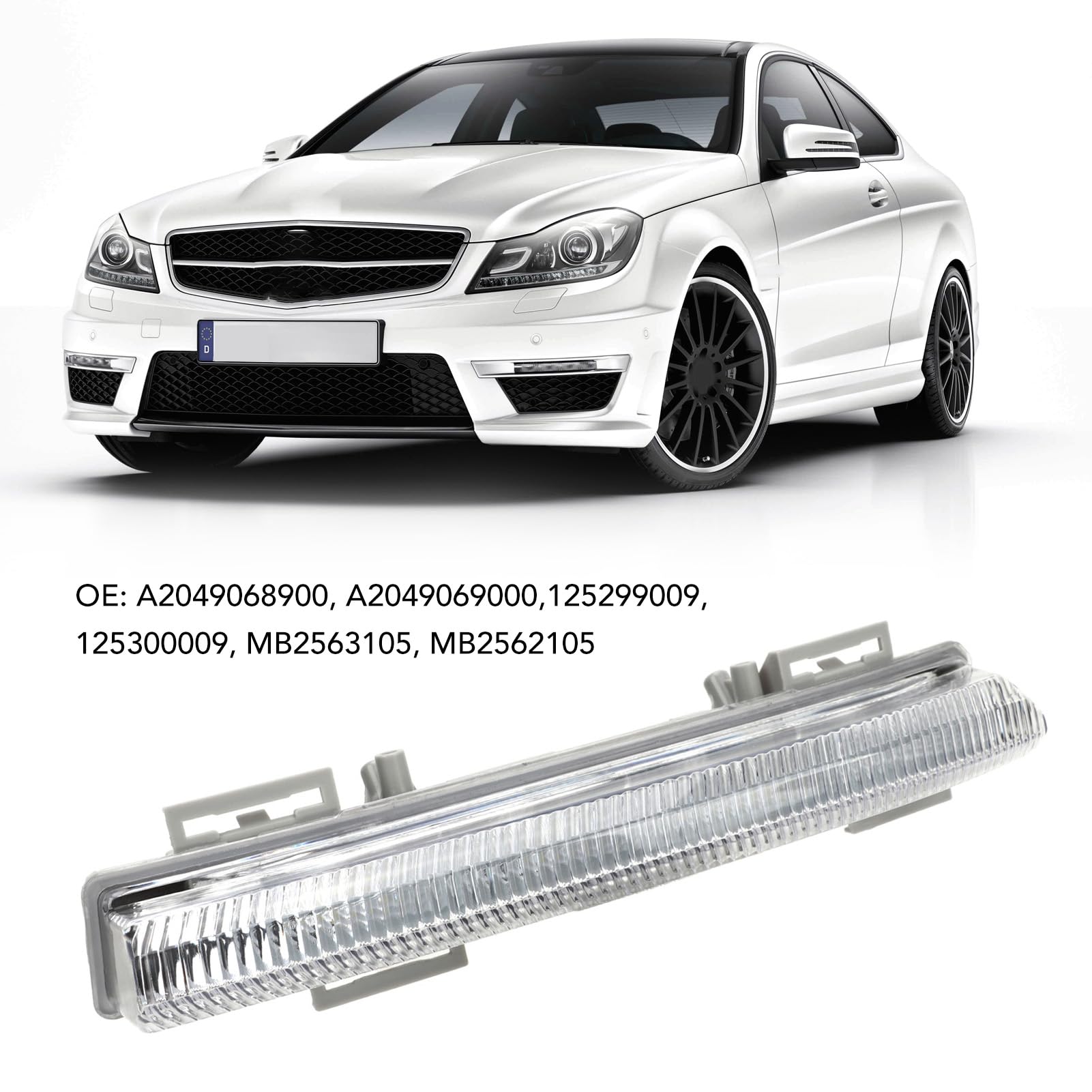 Feux de Circulation Diurnes, Feux de Circulation Diurnes LED Antibrouillard A2049068900 de Remplacement pour Benz Classe C W204 Classe E W212 C230 C250 C300 C350 Conduite Automobile, Ensembles(Gauche)