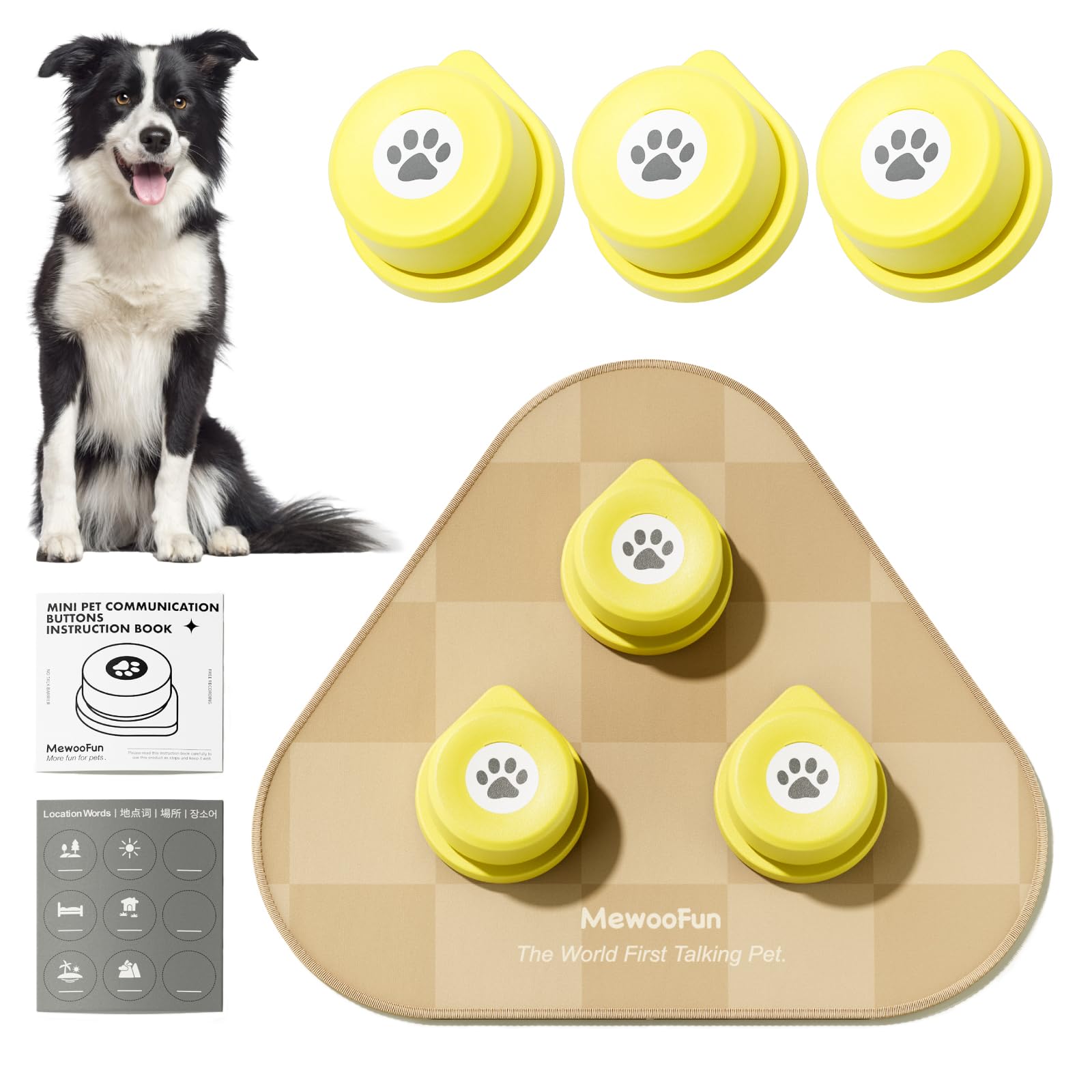Amazon | MEWOOFUN 犬用 録音ボタン 3個入り 黄色い ミニサイズ