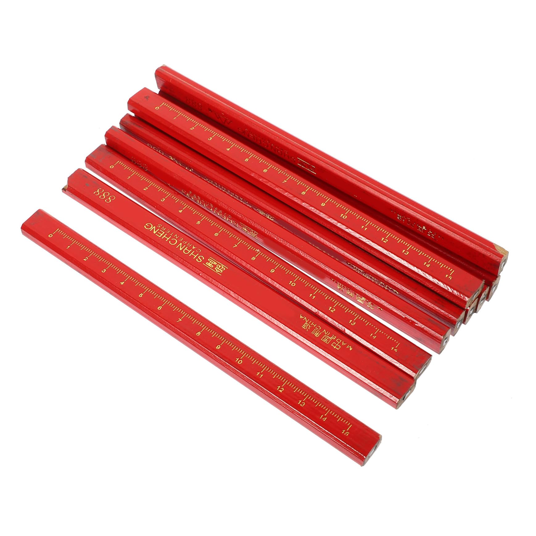 Crayon de Charpentier Octogonal Rouge en Bois 72 Pièces pour Travail | Trait Non Circulaire, Surfaces Dures et Irrégulières, Lot de 72, Usage Bricolage et Chantier