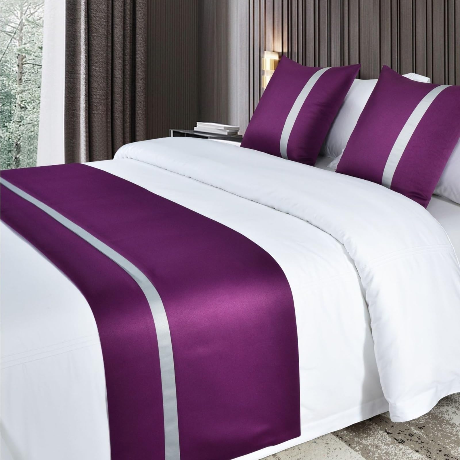 Bettläufer im modernen Stil, Bettschals(Purple,2 pillow insert(50x50cm))