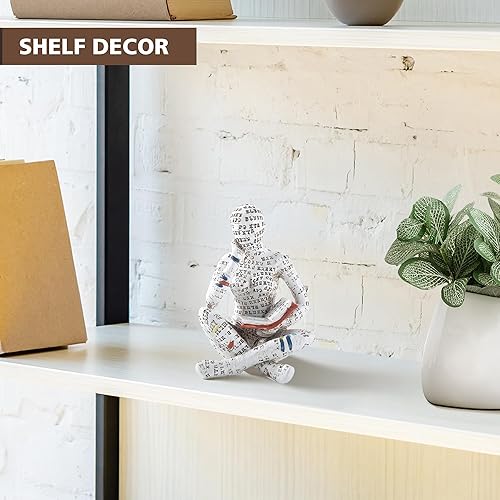 Miniatura 4 de GRAPMKTG Decoración para el hogar, lectura de pulpa, estatua de pensador, escultura estética, decoración de habitación, decoración abstracta moderna