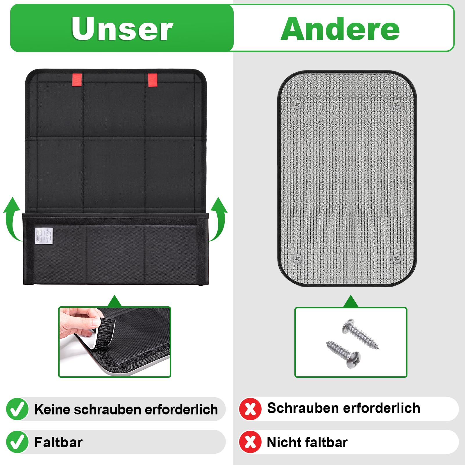 Spurtar Wohnmobil-Türfenster-Sonnenschutz 63,5 x 40,6 cm, faltbare Wohnmobil-Fensterabdeckung mit UV-Schutz und Sichtschutz für Camper, Boote und Wohnwagen, Klett- und Magnetver