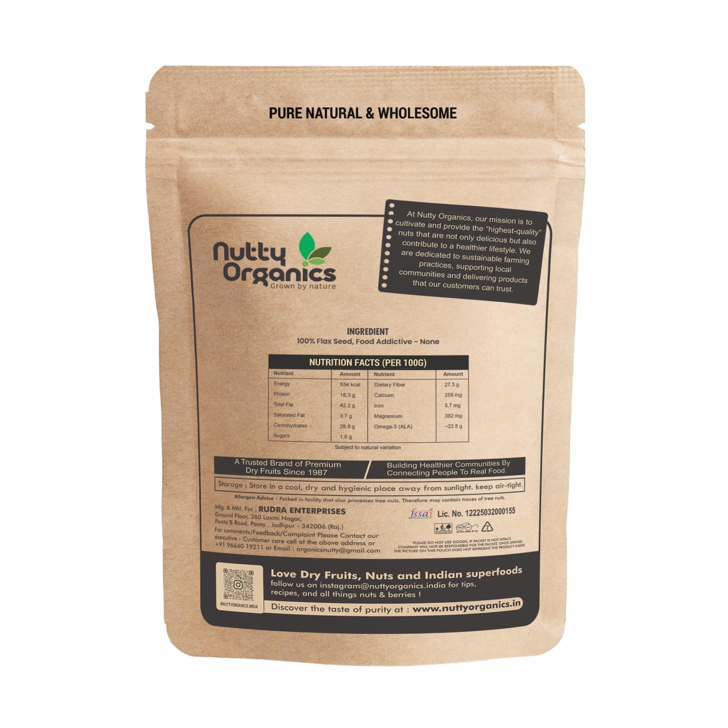 NUTTY ORGANICS Flax Seeds 200GM | Natural Raw Flax seeds for Eating High Dietary Fiber Alsi Seeds Rich in Magnesium- Helps in Manage Blood Sugar Levels & Heart - Image 2 thumbnail