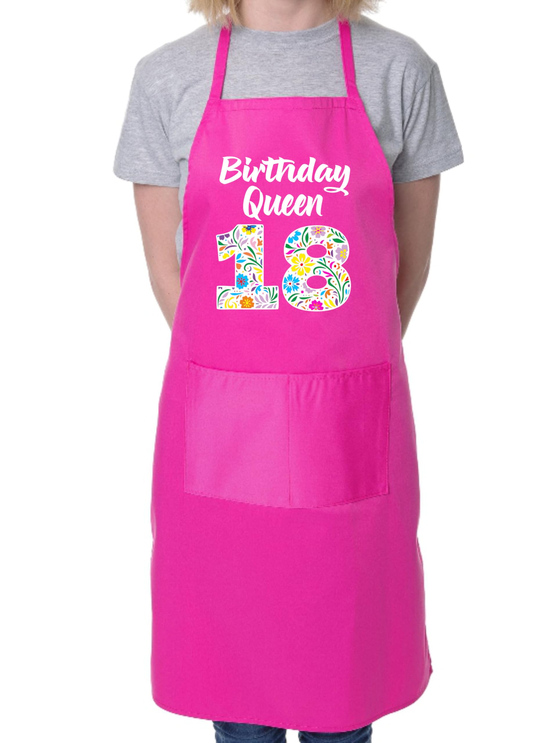 Print4u Unisex Pink Birthday Queen 18 Apron Gift For 18Th Birthday 18 Year Old Present