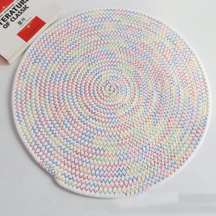 20–80 cm große runde gewebte Tischsets aus Baumwolle handgefertigt aus geflochtenen rutschfesten hitzebeständigen handgewebten Platzdeckchen für den Esstisch.