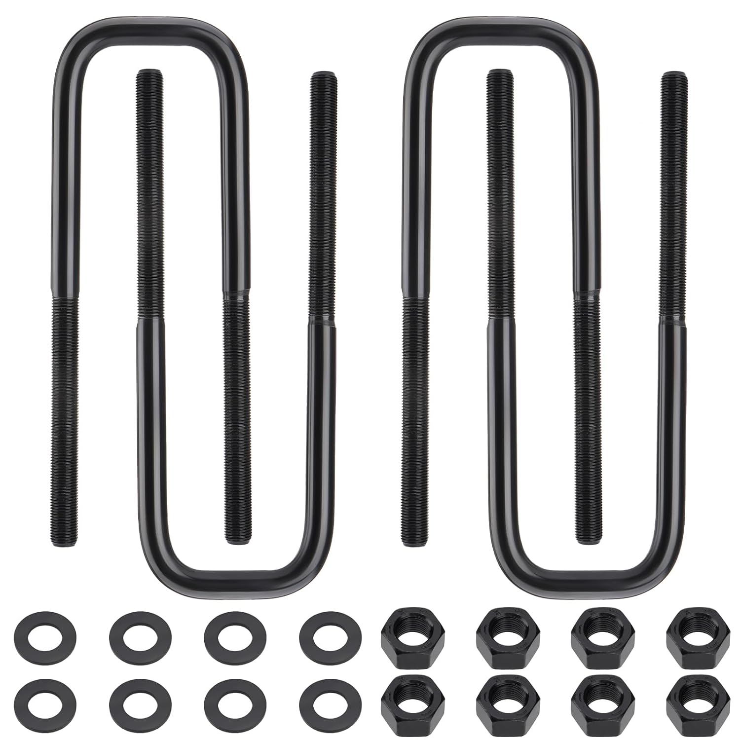 4pcs Extended Square Bend U-Bolts, 9.5" Long x 2.5" Wide x 9/16" Threads with Hardware