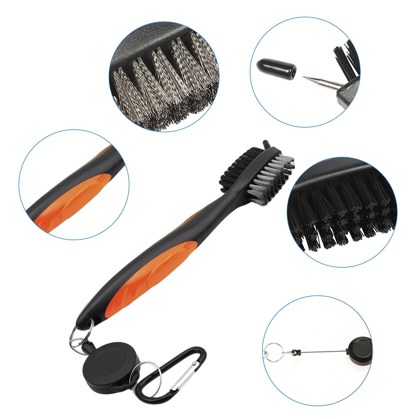 VIPMOON Golf Club Groove Sharpener Tool, Golf Brush and Groove Cleaner with Retractable Zip-line Aluminum Carabiner, Groove Sharpener Golf for Wedge & Irons, U & V-Grooves, Golf Accessories for Men