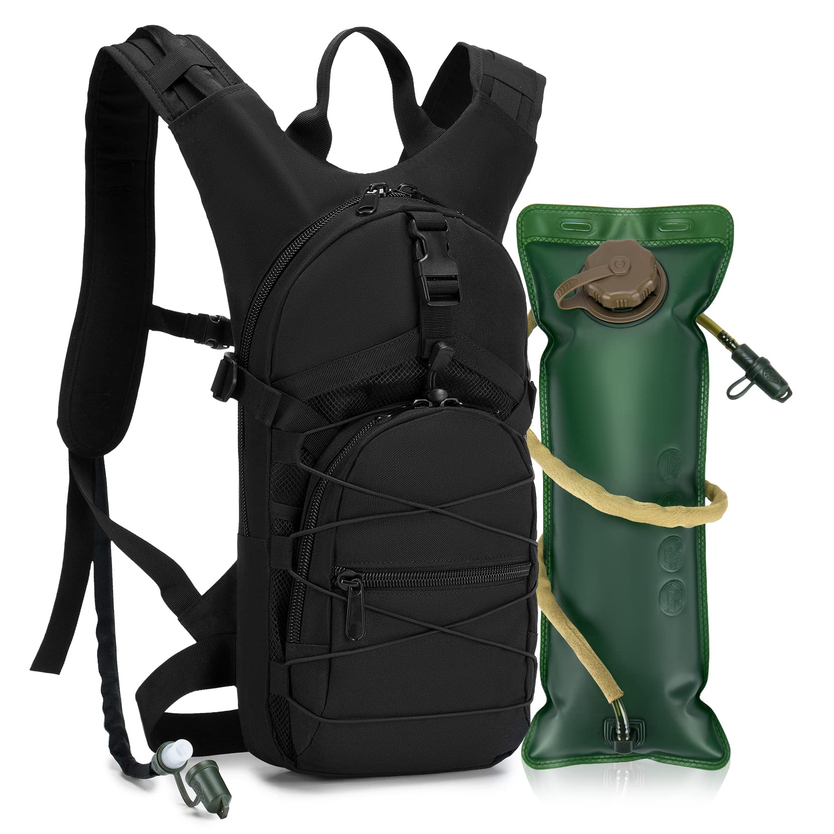 COSCOOATactical Hydration Pack Backpack Military Daypack Water Backpack with BPA Free Leak-Proof Water Bladder Military Daypack for Hiking, Running, Cycling, Hunting & Working Out