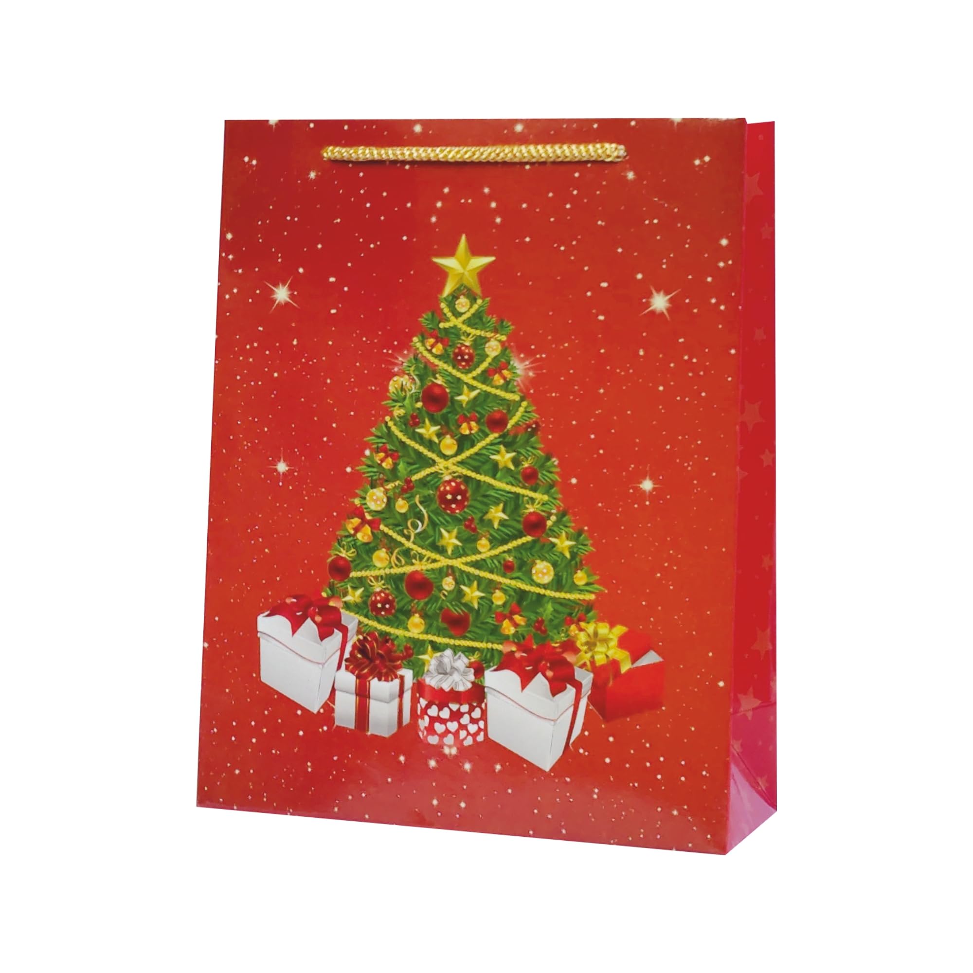 Apex Graphics Christmas Gift Bags Pack of 10 – Red Christmas Tree Paper Bags, Small Size 7 L x 9 H x 3 W Inch, Return Gift Bags for Party