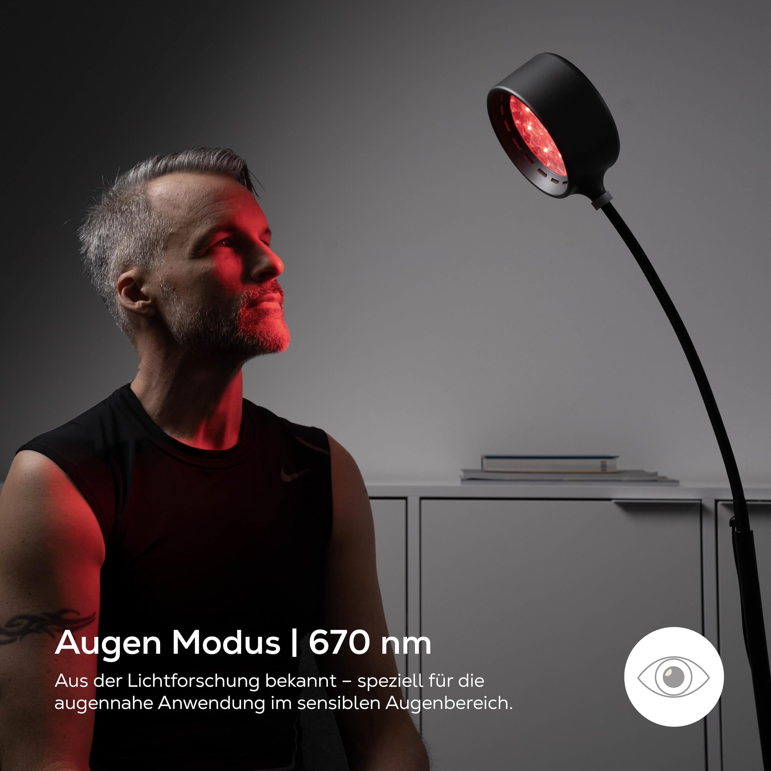 Gen30 LED Rotlichtlampe 6 Wellenlängen 630-850 nm Rot- & Nahinfrarotlicht Vision-Modus 670 nm höhenverstellbar Pulsmodus Schwarz