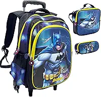 Kit Mochila Infantil Rodinhas Estojo Lancheira Escolar 3D - (Morcego da Noite)