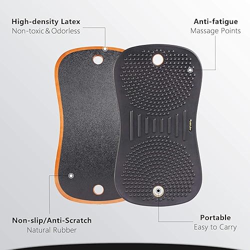 Miniatura 10 de FEZIBO - Tapete antifatiga para estar de pie en el escritorio, tabla de equilibrio de madera con diseño ergonómico, cómoda mecedora para usarse en