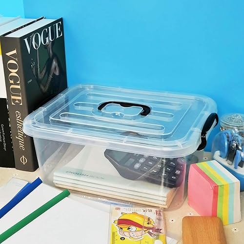 Miniatura 3 de Readsky Contenedores de almacenamiento de plástico con tapa de 8 cuartos de galón, transparentes y negros, 2 paquetes