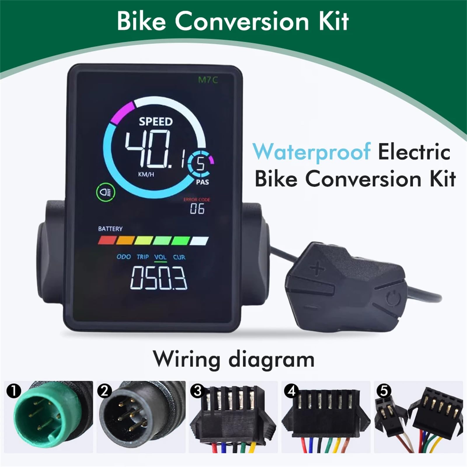 XBERSTAR E-Bike LCD Display Meter 24V 36V 48V 60V Waterproof Bike Computer LCD Color Screen Instrument for Electric Bike (SM Version)