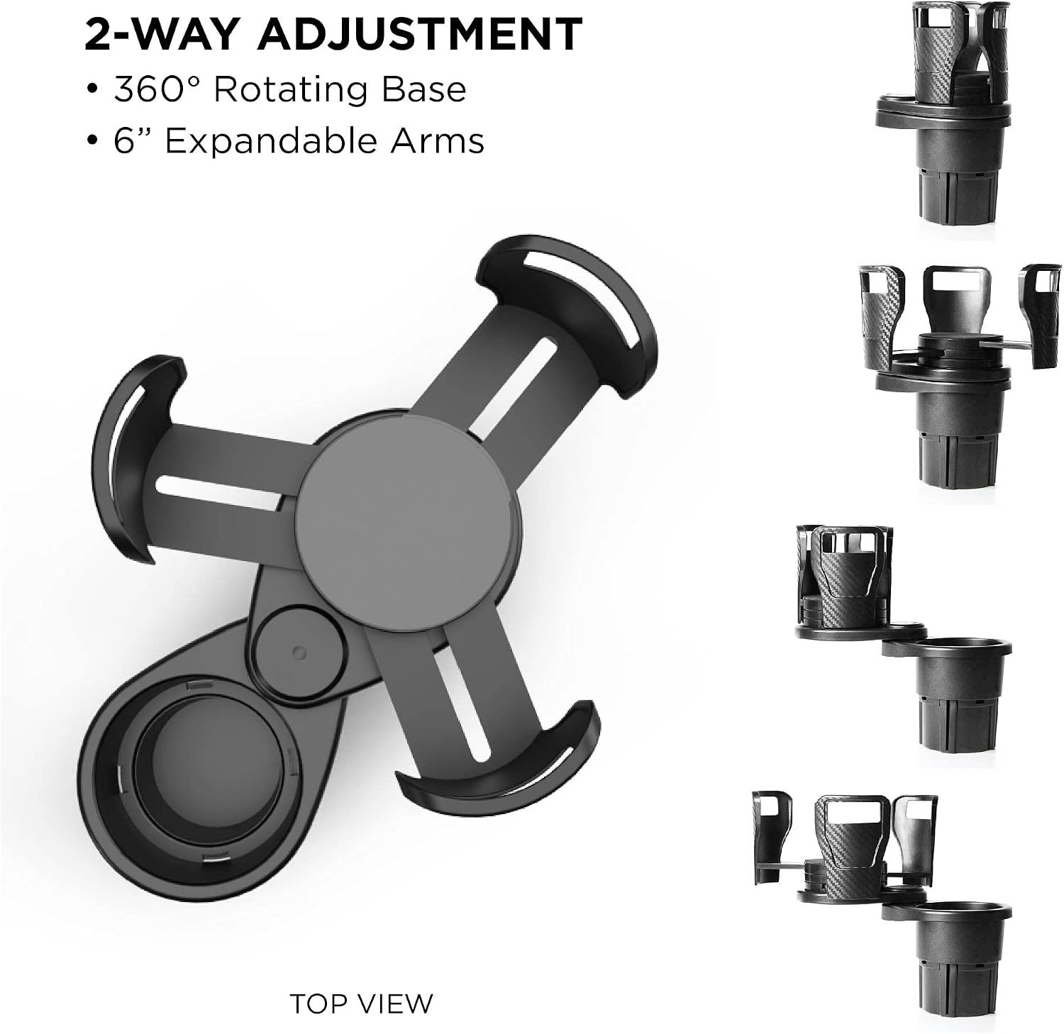 Limitless Dual CupStation - 2-in-1 Expandable Cup Holder with 360° Rotating Base – Black