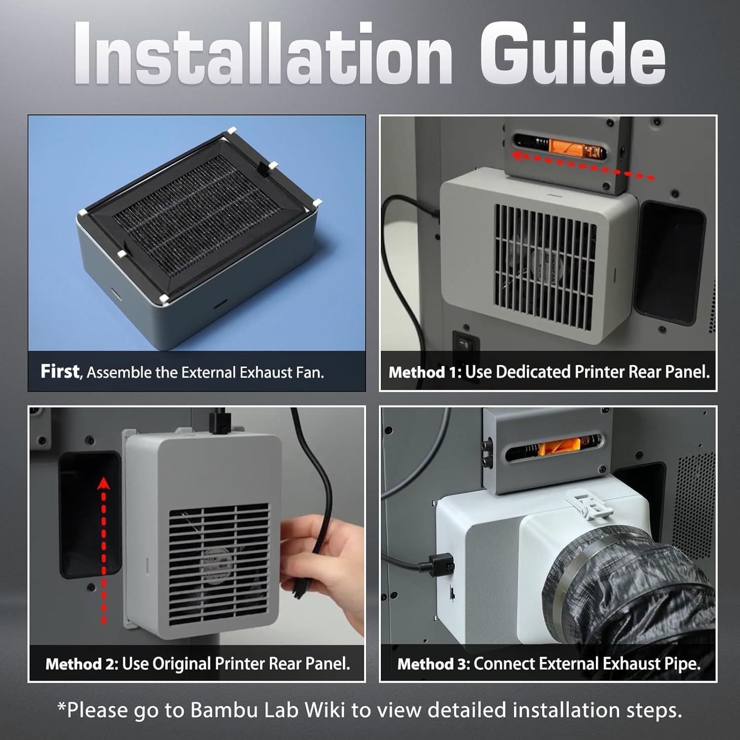 Original Bamboo P2S External Exhaust Fan Kit with Filter for Bambu Lab P2S 3D Printer, Active Airflow Exhaust Ventilation Upgrade - Reduce VOC & Fumes, Improve Filtration & Print Environment