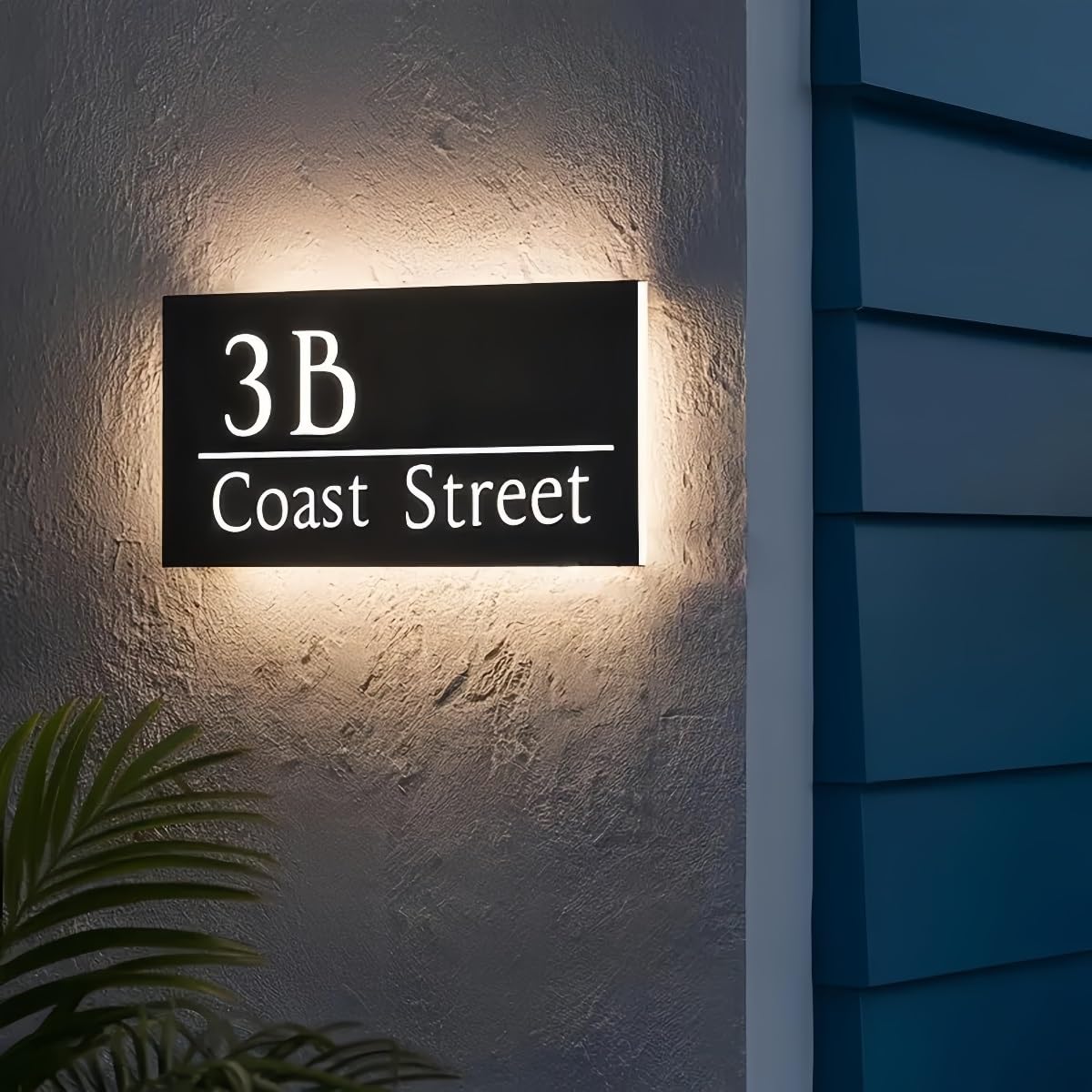 Personalized LED Backlit House Numbers, Solar Powered Address Sign, Custom LED Plaque with Waterproof, House Number for Yard and Driveway‌(10x20 cm)