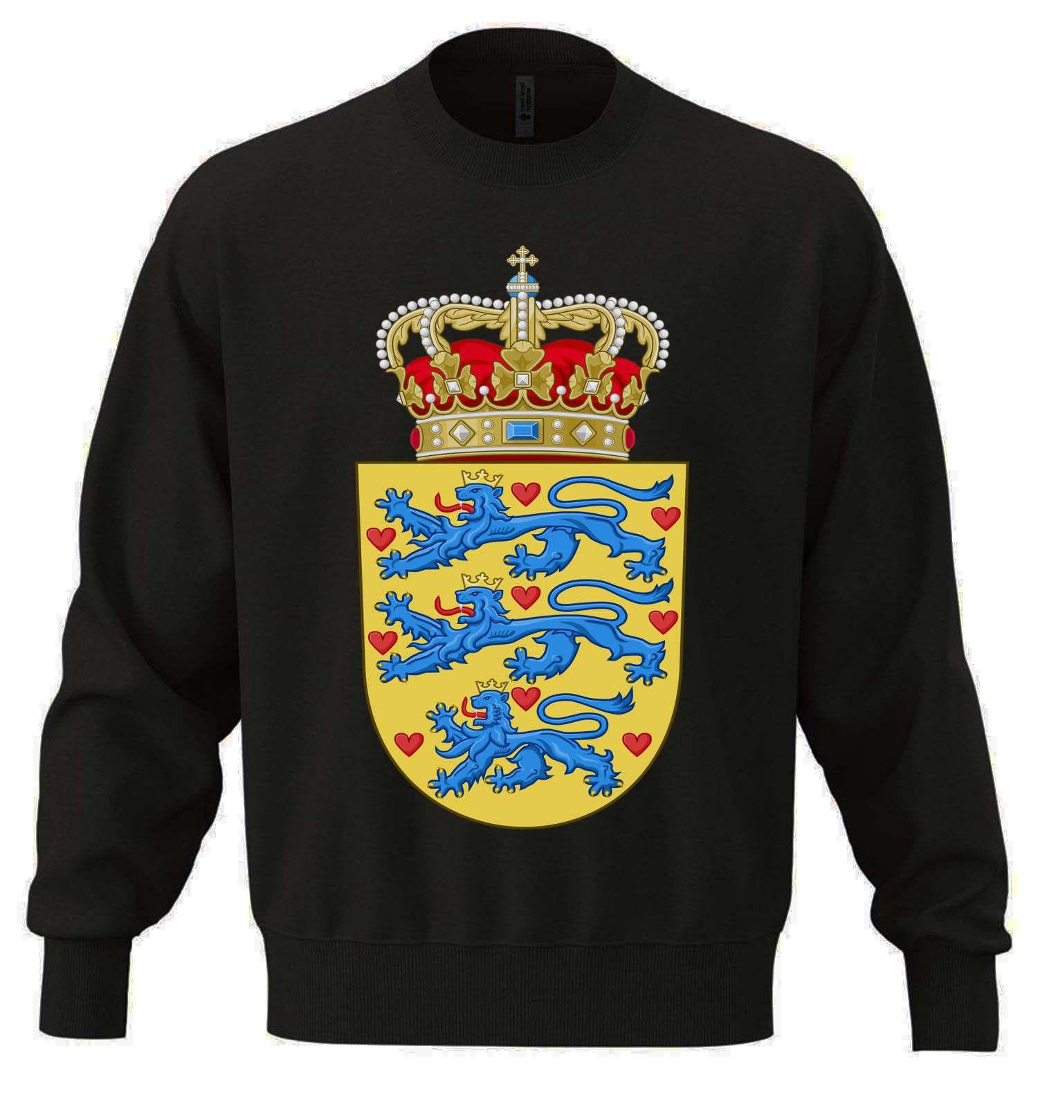 Narodowy herb Danii unisex oversize mieszanka bawełny ciężka bluza czarna