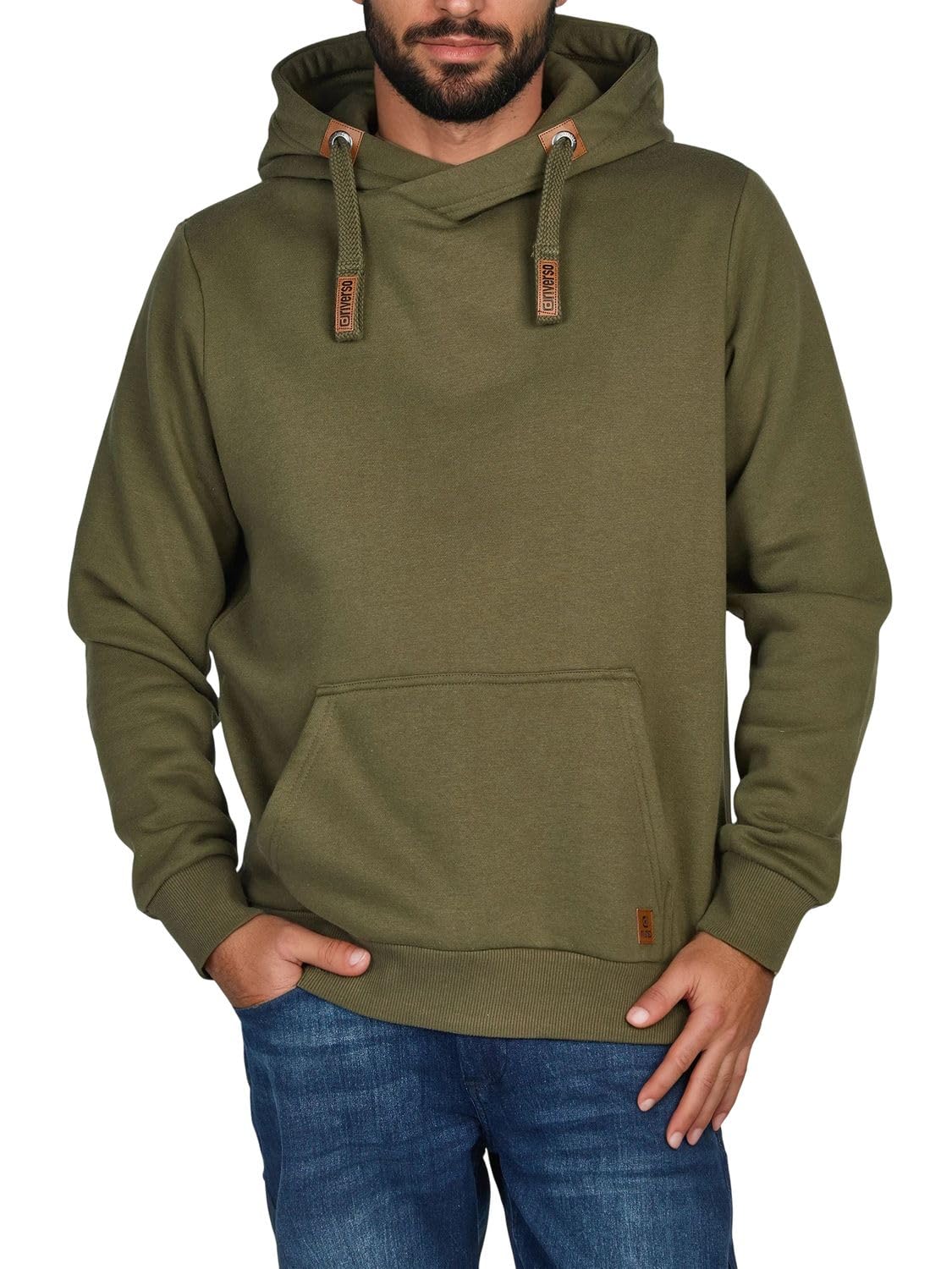 riverso Hoodie Herren Regular Fit RIVNiklas Kapuzenpullover Pullover Cross-Over-Kragen Grün M (M, Ivy Green (BJD))