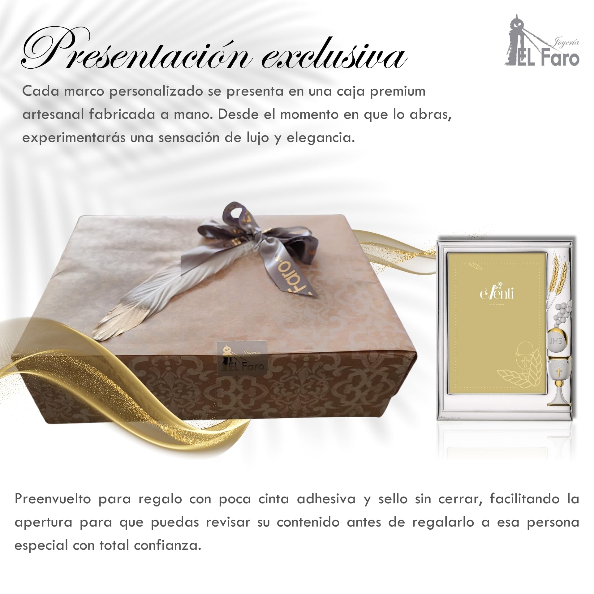 El Faro JOYERIA Marco Fotos Personalizado 9x13 comunión | Estuche premium incluido