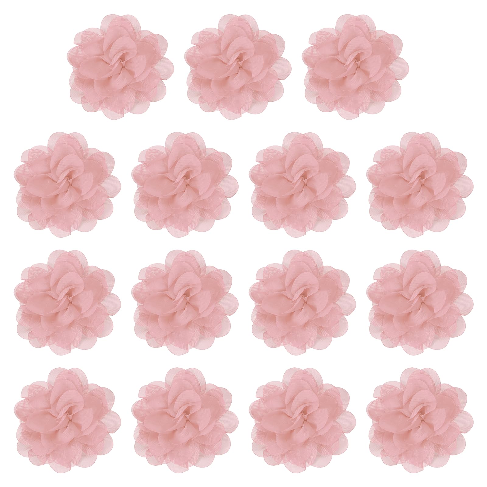 YELARXI Chiffon Flowers, Sewing Fabric Appliques, Chiffon Flowers Appliques - Fitting for (Women/DIY Crafts/Headbands/Hair Accessories/Wedding/Party/Corsage) 4 Inch & 15 Pack & Dark Pink