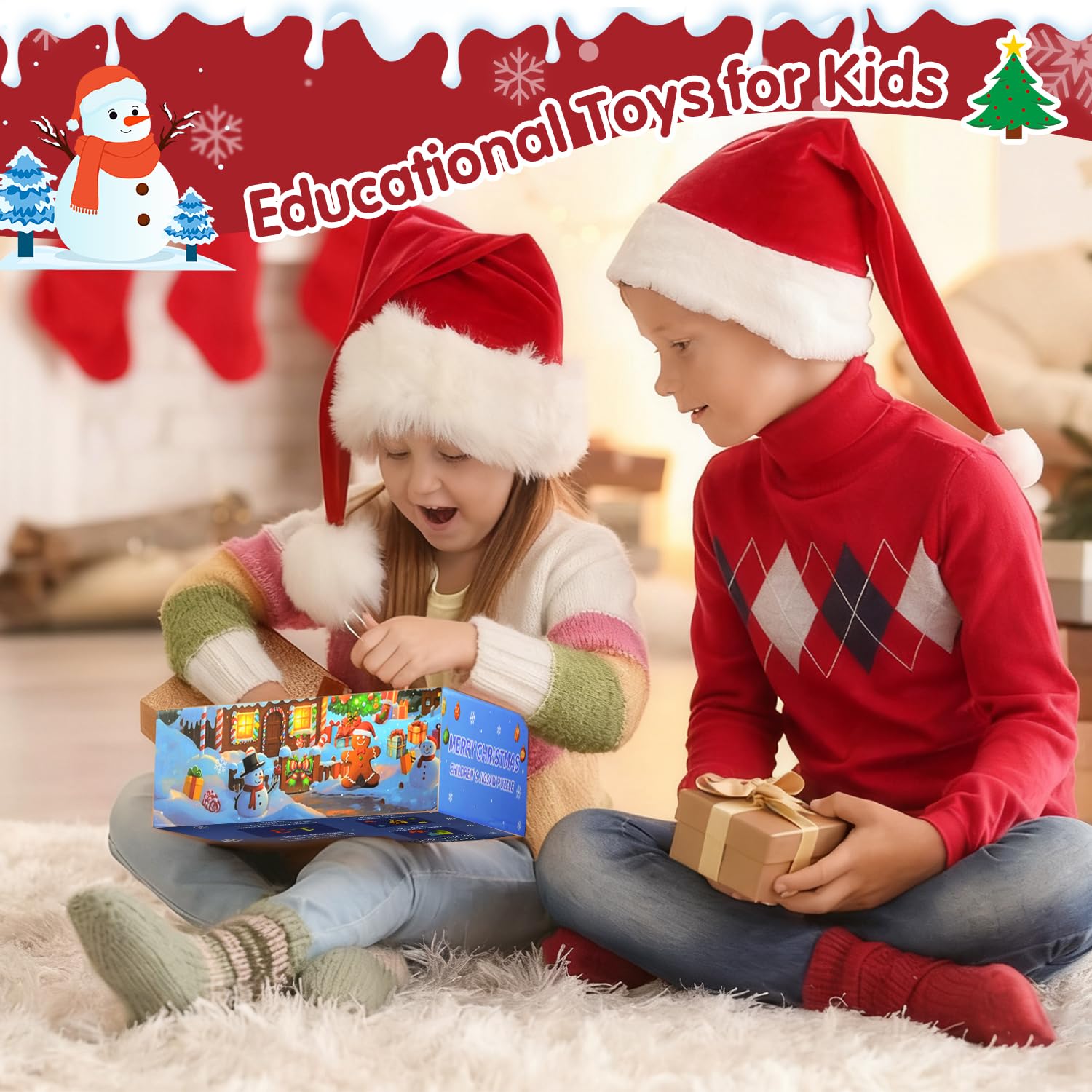 Puzzle di Natale per Bambini, 71 Pezzi di Carta, Educativo Infantile per 3-8 Anni, Regalo di Compleanno e Natale Adatto per Ragazze e Ragazzi