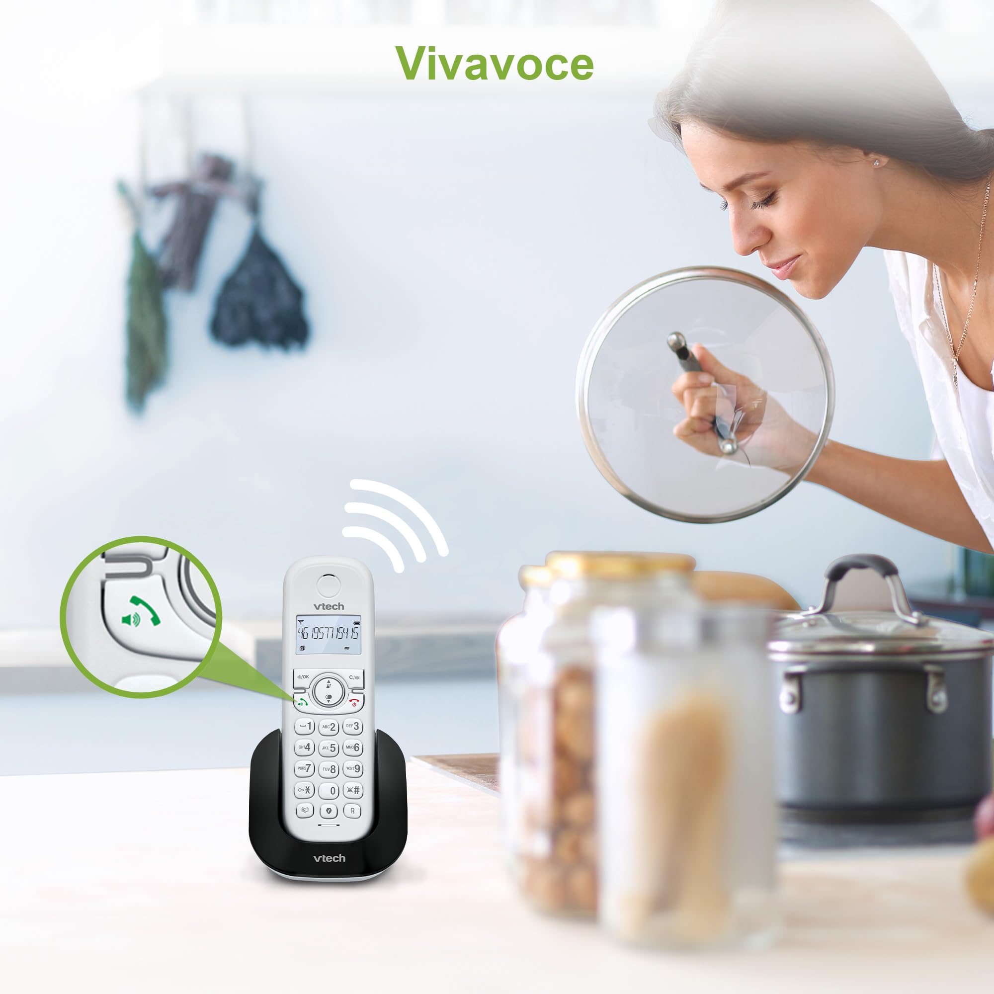 VTech CS1501 Schnurlostelefon Casa Duo, DECT-Telefon mit Freisprecheinrichtung und Anrufblockierung, Doppelladung, Anruferkennung, LCD Display mit Hintergrundbeleuchtung und Tastatur, ECO-Modus, weiß
