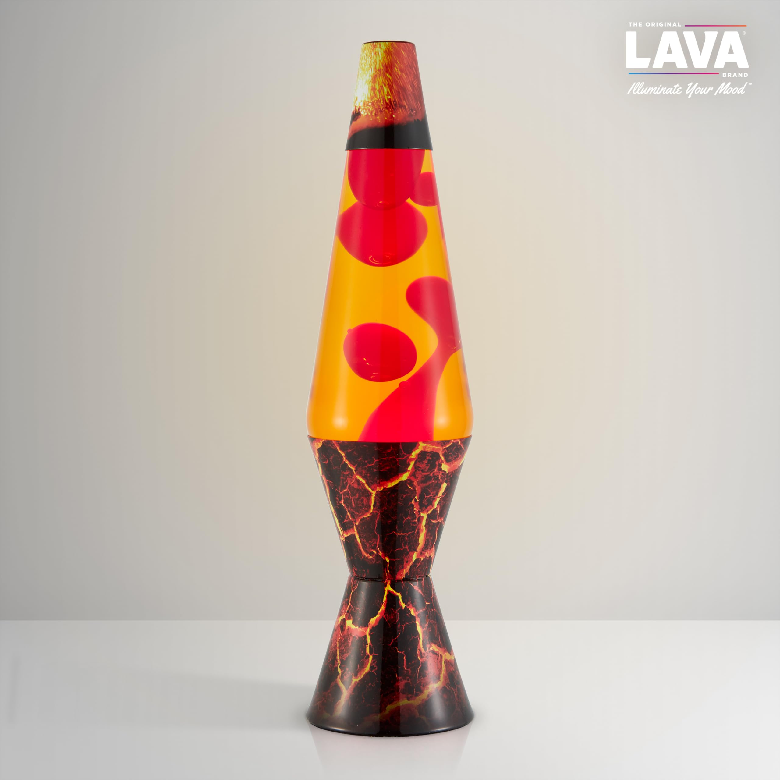 LAVA® - Lampada Lava 2078 Volcanic Crags, cera rossa, liquido arancione, base e cappuccio decorativi, lampada a movimento liquido a marchio LAVA® originale da da 14,5 pollici