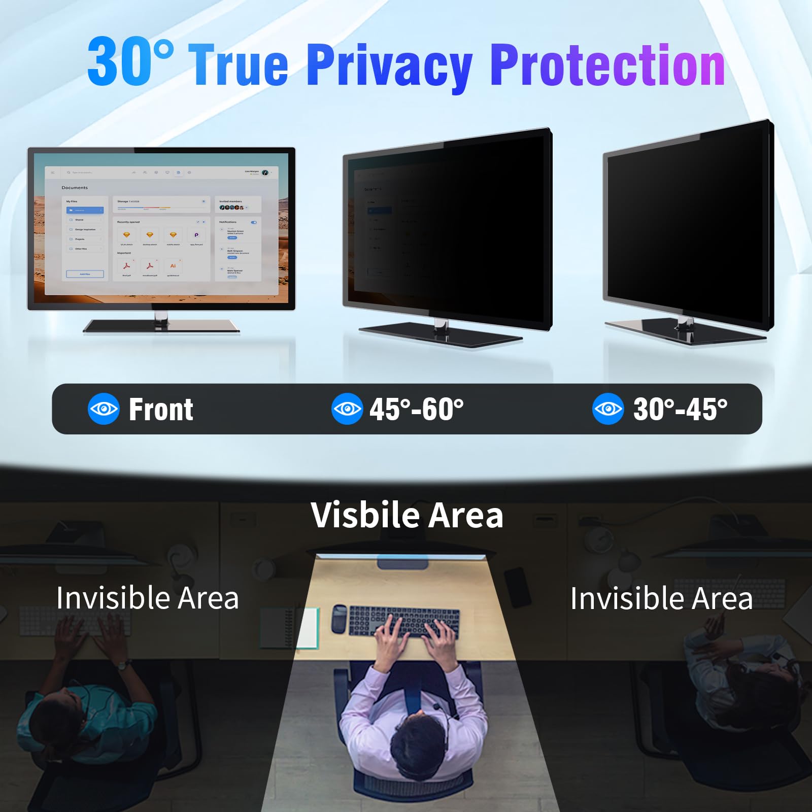 32 Inch Computer Monitor Privacy Screen Filter - Eye Protection Anti Glare Blue Light Filter, 32 inch Monitor Protector Film