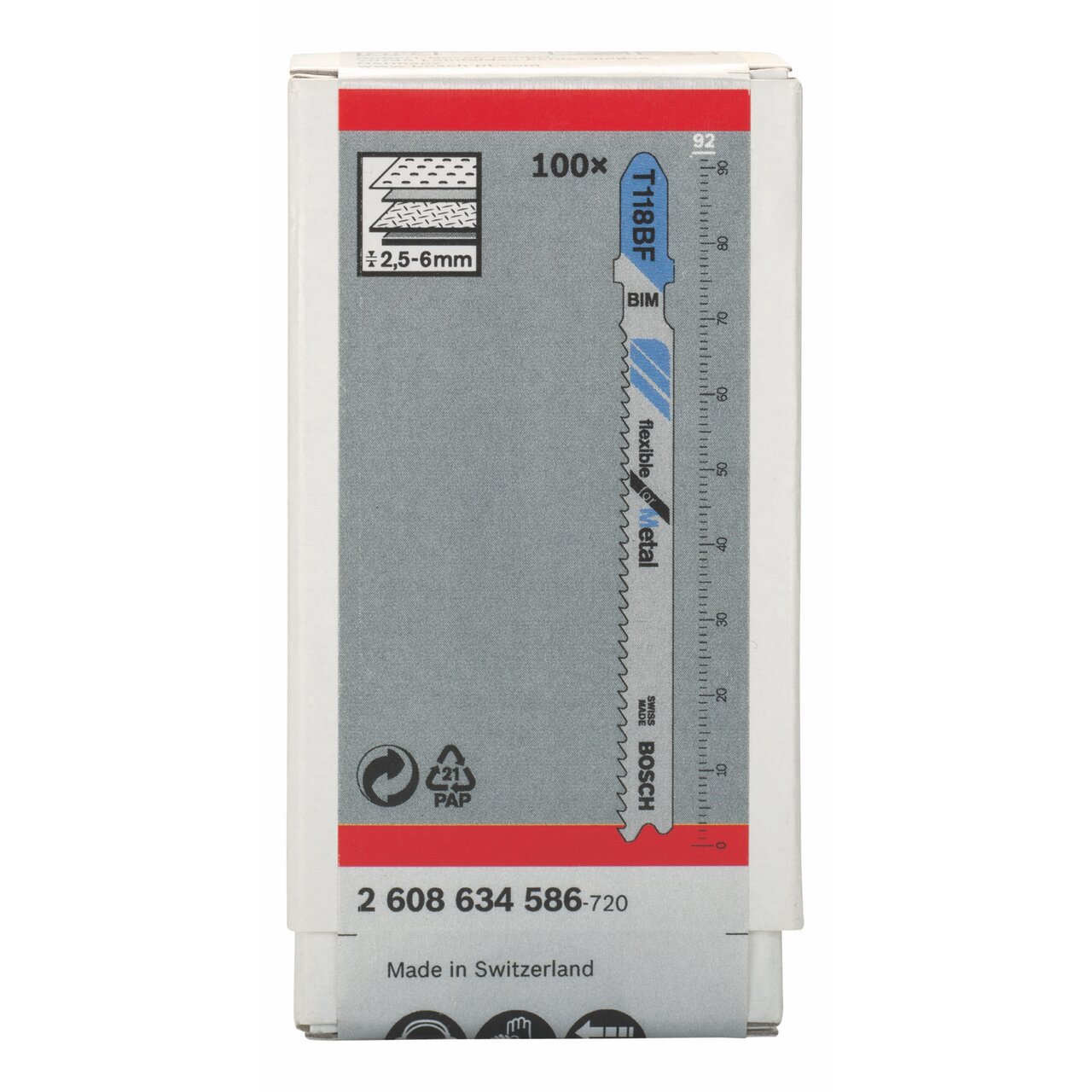 Bosch Professional 100x Hojas de sierra de calar T 118 BF Flexible for Metal (para Láminas de acero, accesorios Sierra de calar)